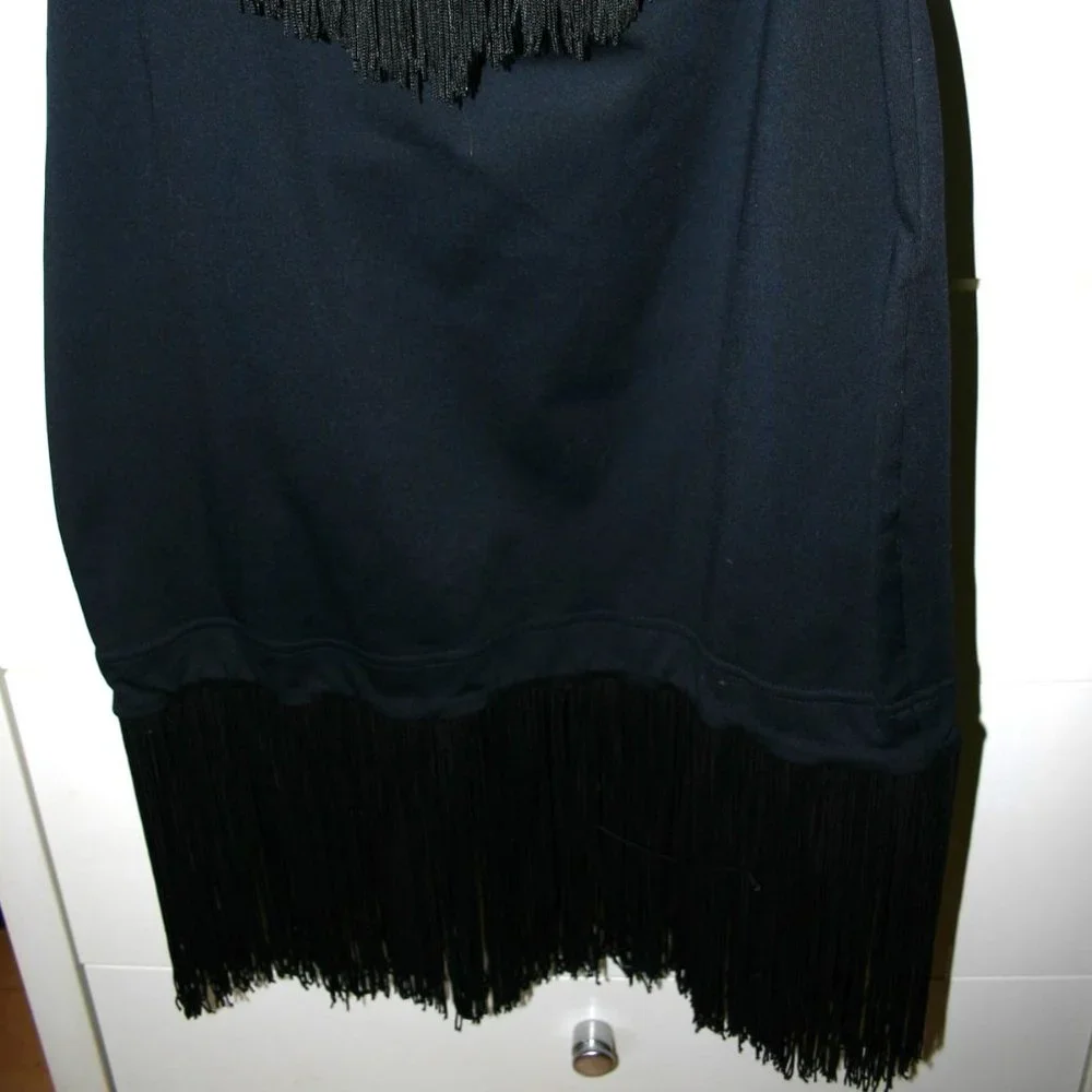 OZBEK Black Fringe Cocktail/Party Dress Made in Italy Size 6 Vintage Worn Once - Picture 8 of 12
